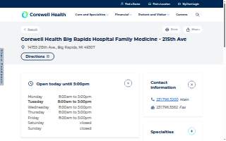Corewell Health Big Rapids Hospital Family Medicine - 215th Ave website