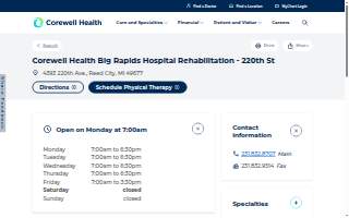 Corewell Health Big Rapids Hospital Outpatient Rehabilitation website