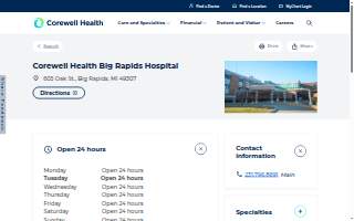Corewell Health Big Rapids Hospital website