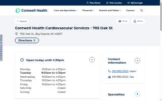 Corewell Health Cardiovascular Services - 705 Oak St website