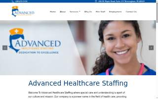 Advanced Healthcare Staffing Agency website