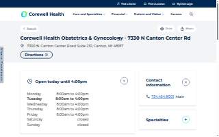 Corewell Health Obstetrics & Gynecology - 7330 N Canton Center Rd website