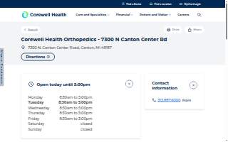 Corewell Health Orthopedics - 7300 N Canton Center Rd website