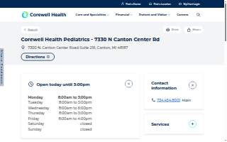 Corewell Health Pediatrics - 7330 N Canton Center Rd website