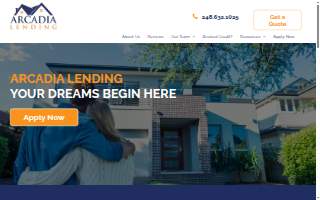Arcadia Lending of Clawson website