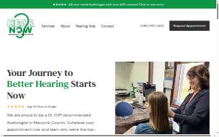 Hear Now Audiology & Tinnitus Center website