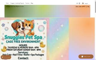 Snuggles Pet Spa website