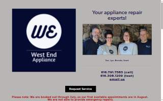 West End Appliance of Comstock Park website