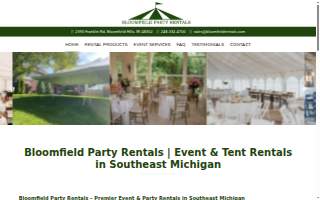 Bloomfield Party Rentals website