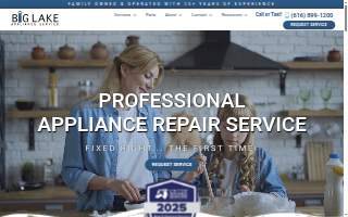 Big Lake Appliance Service website