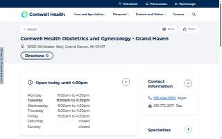 Corewell Health Obstetrics & Gynecology - Grand Haven website