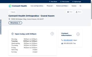 Corewell Health Orthopedics - Grand Haven website