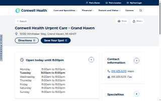 Corewell Health Urgent Care - Grand Haven website