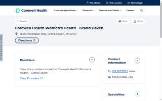 Corewell Health Women's Health - Grand Haven website