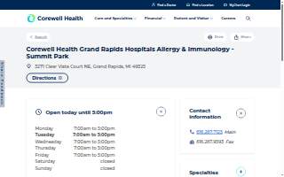 Corewell Health Allergy & Immunology - Summit Park website