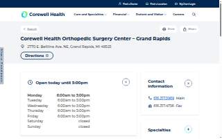 Corewell Health Orthopedic Surgery Center – Grand Rapids website