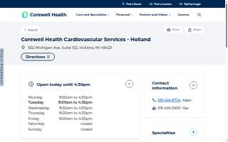 Corewell Health Cardiovascular Services - Holland website