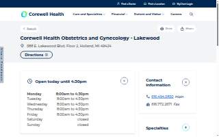 Corewell Health Obstetrics & Gynecology - Lakewood website