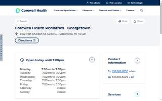 Corewell Health Pediatrics - Georgetown of Hudsonville website