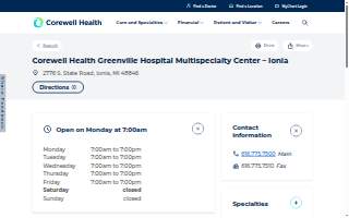 Corewell Health Greenville Hospital Multispecialty Center – Ionia website