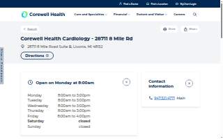 Corewell Health Farmington Hills Hospital Cardiology - 28711 8 Mile Rd website