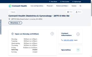 Corewell Health Obstetrics & Gynecology website