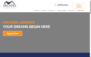Arcadia Lending of Madison Heights website