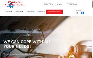 Cope’s Auto Repair and Tires website