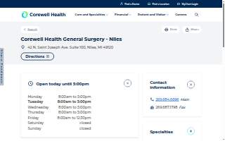 Corewell Health General Surgery - Niles website