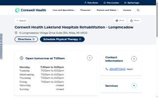 Corewell Health Lakeland Hospitals Rehabilitation - Longmeadow website