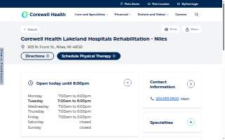 Corewell Health Lakeland Hospitals Rehabilitation - Niles website
