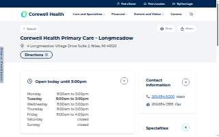 Corewell Health Primary Care - Longmeadow website