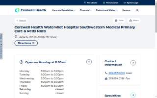 Corewell Health Southwestern Medical Primary Care - Niles website