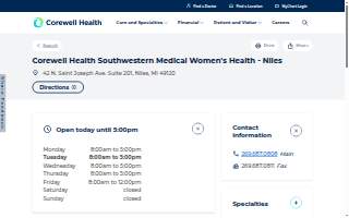 Corewell Health Southwestern Medical Women's Health - Niles website