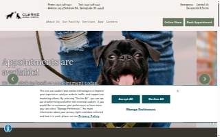 Clarke Animal Hospital website