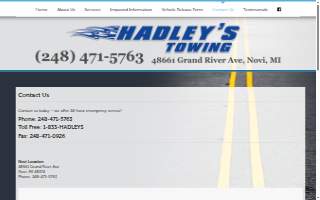 Hadley’s Towing website