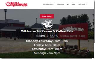 Milkhouse Ice Cream and Coffee Cafe website