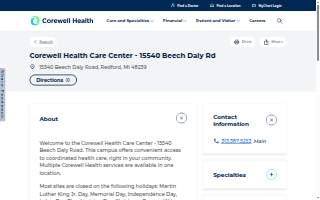 Corewell Health Care Center - 15540 Beech Daly Rd website
