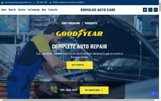 Romulus Auto Care Goodyear website