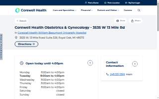 Corewell Health William Beaumont University Hospital Obstetrics & Gynecology - 3535 W 13 Mile Rd website