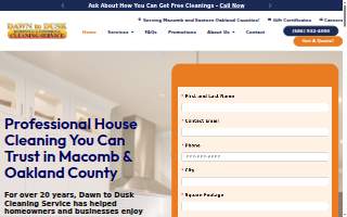 Dawn to Dusk Cleaning Services website