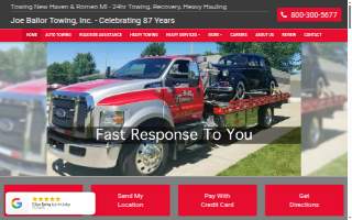 Joe Ballor Towing Inc. (Romeo) website