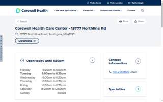 Corewell Health Care Center - 15777 Northline Rd website