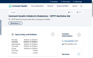 Corewell Health Children’s Pediatrics – 15777 Northline Rd website