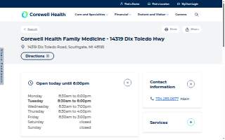 Corewell Health Family Medicine - 14319 Dix Toledo Hwy website