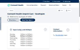 Corewell Health Urgent Care - Southgate website