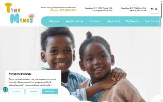 Tiny Mindz Childcare Center website