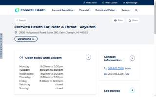 Corewell Health Ear, Nose & Throat - St. Joseph website