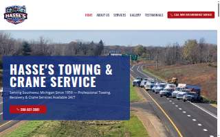 Hasse's Towing & Crane Service website
