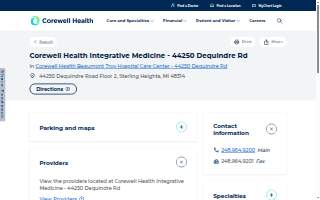 Corewell Health Integrative Medicine - 44250 Dequindre Rd website